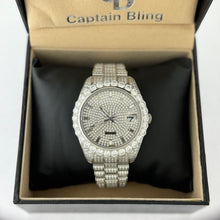 Load image into Gallery viewer, Captain Bling Men&#39;s Silver Stainless Steel | Busted Iced Out Watch | CNC Setting
