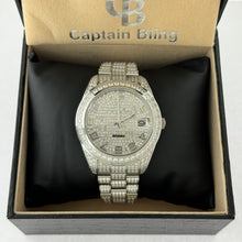 Load image into Gallery viewer, Captain Bling Men&#39;s Silver Stainless Steel | Busted Iced Out Watch | CNC Setting
