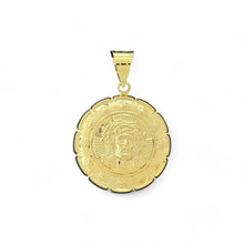 Load image into Gallery viewer, 10KT Yellow Gold Double-Sided Hollow Pendant - Jesus and Virgin Mary
