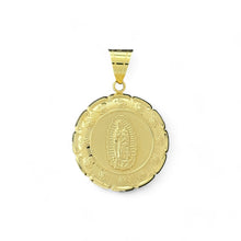 Load image into Gallery viewer, 10KT Yellow Gold Double-Sided Hollow Pendant - Jesus and Virgin Mary
