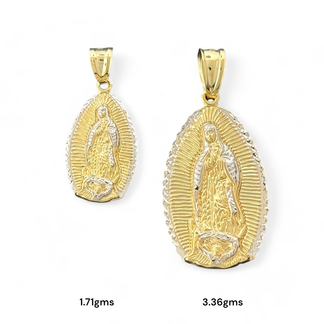 10KT Two Tone Gold Virgin Mary Pendant