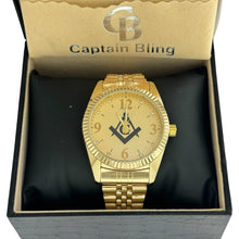 Load image into Gallery viewer, Captain Bling Masonic Gold Tone Watch
