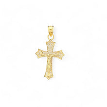 Load image into Gallery viewer, 10KT Yellow Gold Crucifix Pendant with Cubic Zirconia Accents
