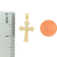 Load image into Gallery viewer, 10KT Yellow Gold Crucifix Pendant with Cubic Zirconia Accents
