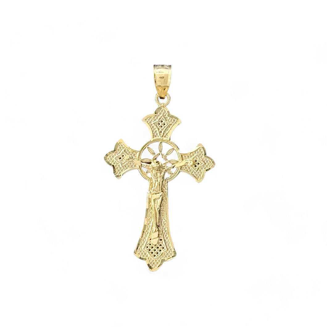 10KT Yellow Gold Crucifix Pendant with Intricate Detailing