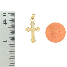 Load image into Gallery viewer, 10KT Yellow Gold Crucifix Pendant with Cubic Zirconia Accents
