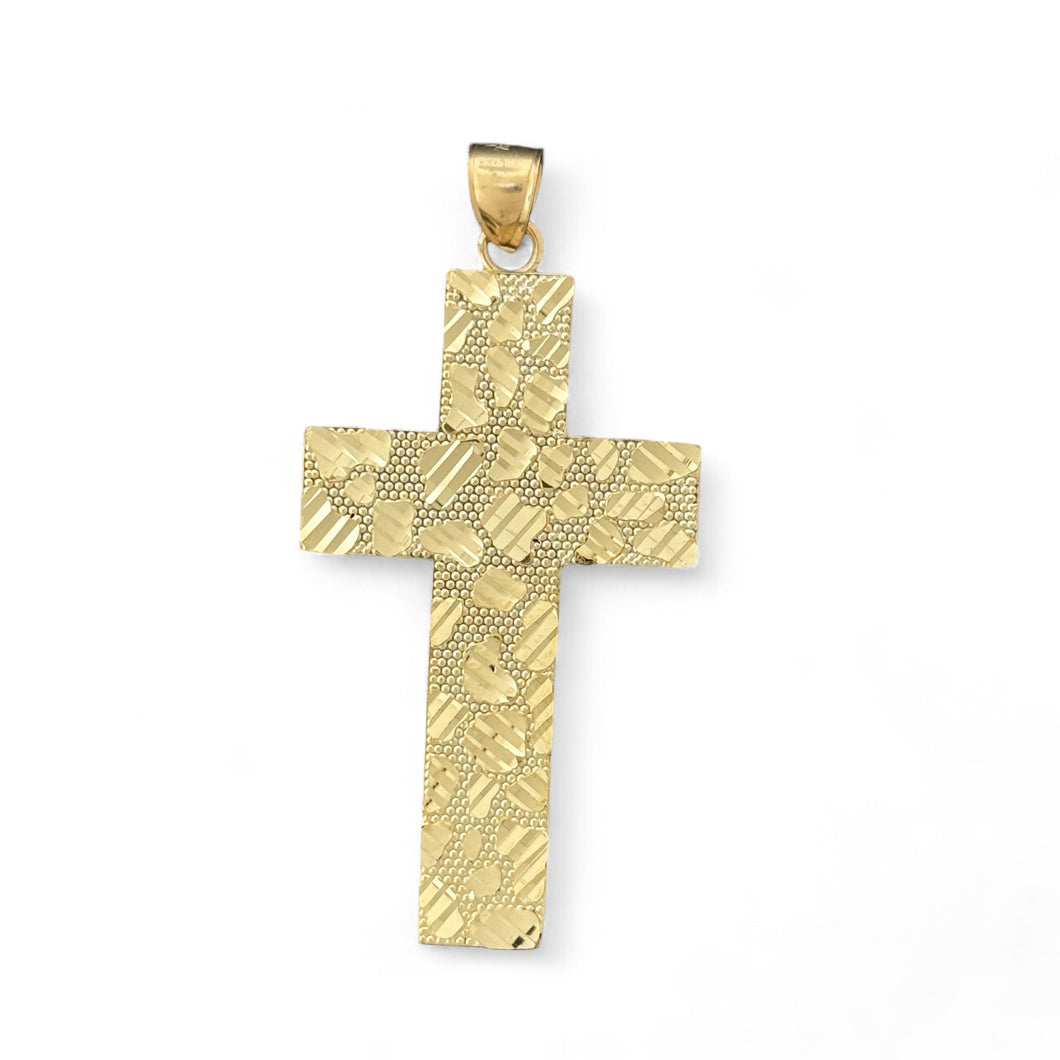 10KT Yellow Gold Heavyweight Textured Cross Pendant