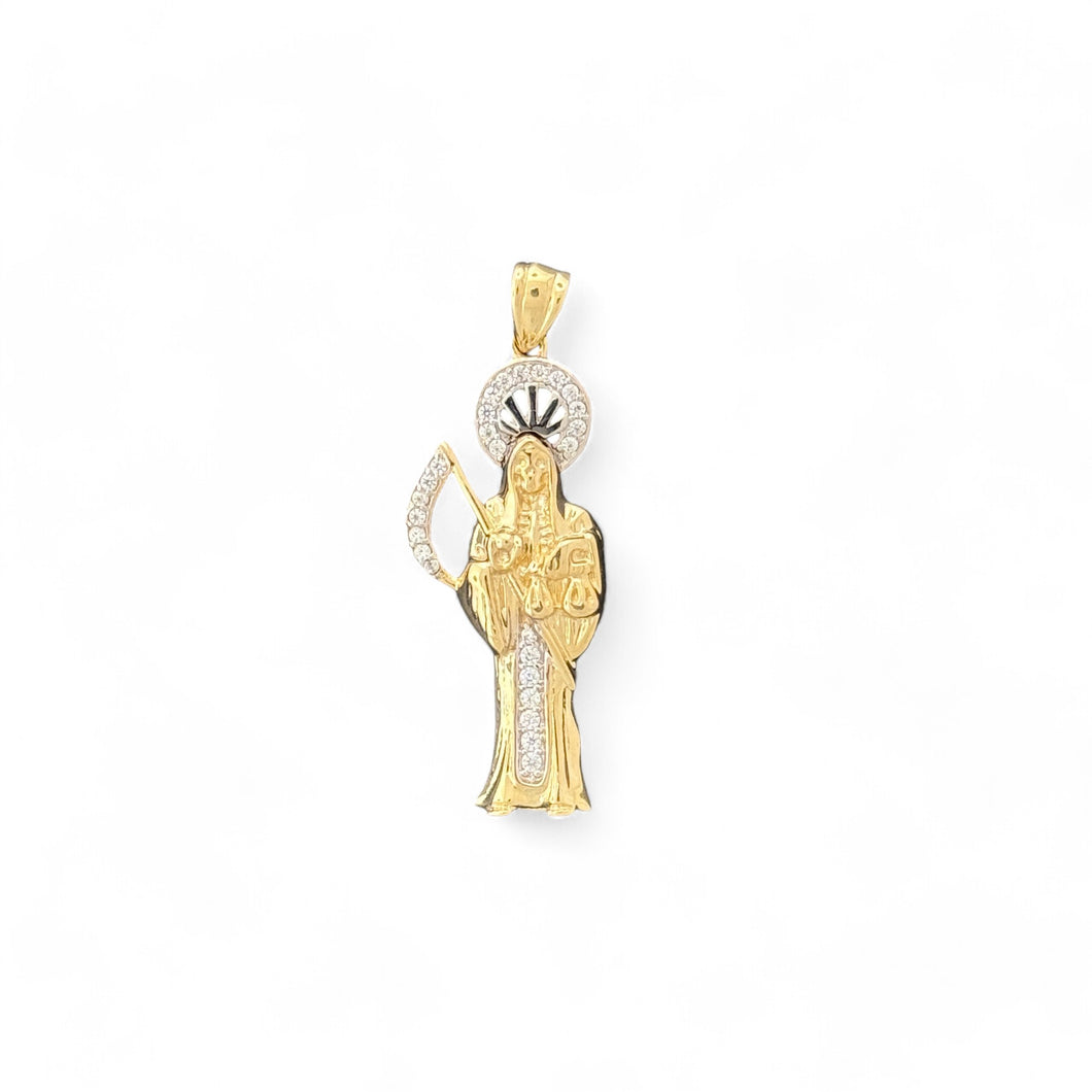 10KT Yellow Gold Santa Muerte Pendant with Sparkling Details - 2.06g