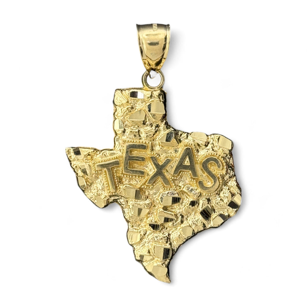 10KT Yellow Gold Texas State Pendant with 