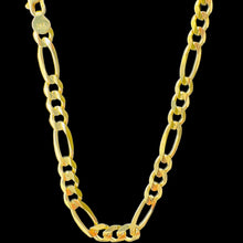 Load image into Gallery viewer, 14KT Solid Figaro Necklace 5.0mm, 120 Gauge Yellow Gold, Diamond-Cut, Lobster Lock
