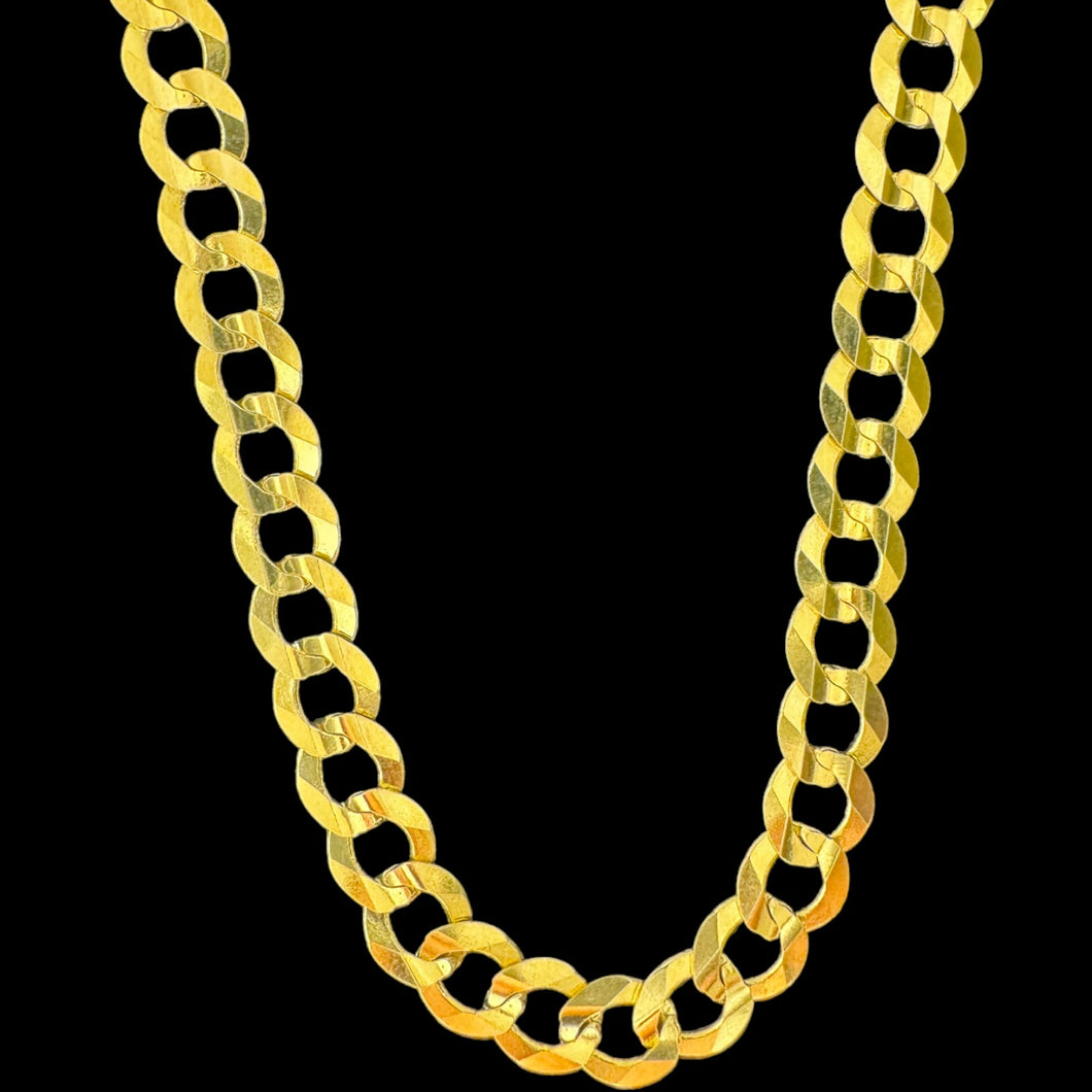 14KT Solid Cuban Necklace 5.0mm, 120 Gauge, Yellow Gold, Diamond-Cut, Lobster Lock