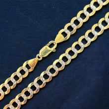 Load image into Gallery viewer, 14KT Solid Cuban Pave Necklace 3.0mm, 080 Gauge Yellow Gold, Diamond-Cut, Lobster Lock
