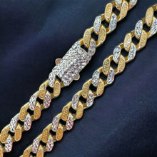 Load image into Gallery viewer, 14KT Monaco Greek Design Necklace - 9.0mm, 2 Tone, Real Yellow Gold, Safety Lock, Diamond-Cut
