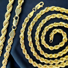 Load image into Gallery viewer, 14KT Real Gold Rope Necklace - 5.0mm, Hollow, Diamond-Cut, Lobster Lock
