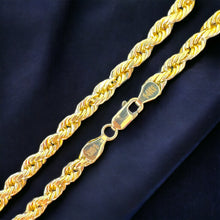 Load image into Gallery viewer, 14KT Real Gold Rope Necklace - 4.0mm, Hollow, Diamond-Cut, Lobster Lock
