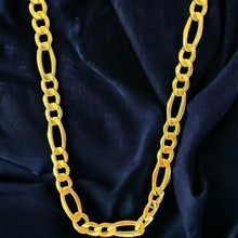 Load image into Gallery viewer, 10KT Hollow Figaro Necklace 7.5mm, 180 Gauge Yellow Gold, Diamond-Cut, Lobster Lock
