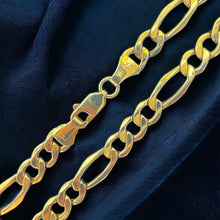 Load image into Gallery viewer, 10KT Hollow Figaro Necklace 7.5mm, 180 Gauge Yellow Gold, Diamond-Cut, Lobster Lock

