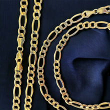 Load image into Gallery viewer, 10KT Hollow Figaro Necklace 2.5mm, 060 Gauge Yellow Gold, Diamond-Cut, Lobster Lock
