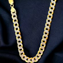Load image into Gallery viewer, 10KT Gold Cuban Necklace - 5.0mm, Pave White Diamond Cut, Lobster Lock
