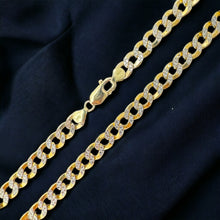 Load image into Gallery viewer, 10KT Pave Hollow Cuban Necklace 5mm, 120 Gauge Yellow Gold, Diamond-Cut, Lobster Lock
