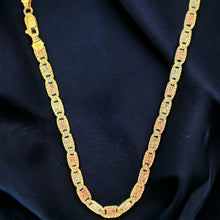 Load image into Gallery viewer, 10KT Valentino Tricolor Necklace 4.0mm, 100 Gauge Real Yellow Gold, Diamond-Cut, Lobster Lock
