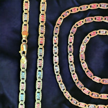 Load image into Gallery viewer, 10KT Valentino Tricolor Necklace 2.5mm, 040 Gauge Real Yellow Gold, Diamond-Cut, Lobster Lock
