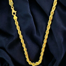 Load image into Gallery viewer, 10KT Diamond-Cut Rope Necklace - 5mm Yellow Gold with Lobster Lock

