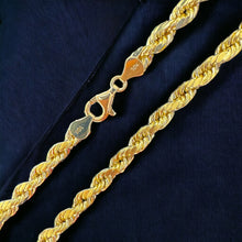 Load image into Gallery viewer, 10KT Diamond-Cut Rope Necklace - 5mm Yellow Gold with Lobster Lock
