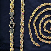 Load image into Gallery viewer, 10KT Diamond-Cut Rope Necklace - 6mm Yellow Gold with Lobster Lock
