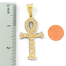 Load image into Gallery viewer, 10KT Two Tone Gold Ankh Cross Pendant
