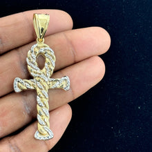 Load image into Gallery viewer, 10KT Two Tone Gold Ankh Cross Pendant
