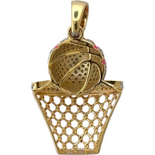 Load image into Gallery viewer, 10KT Gold Men&#39;s Basketball Pendant with Genuine SI Diamonds
