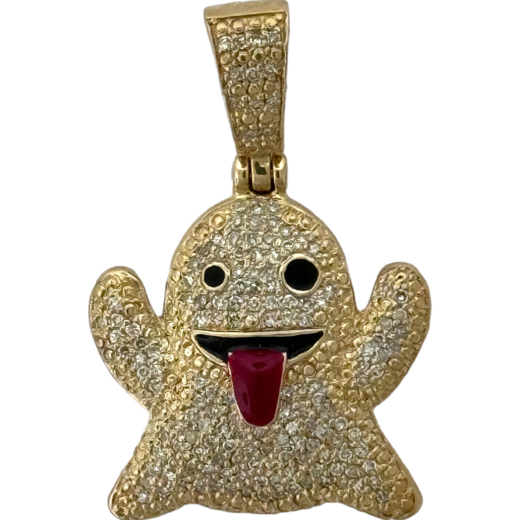 10KT Gold Men's Emoji Pendant with Genuine SI Diamonds