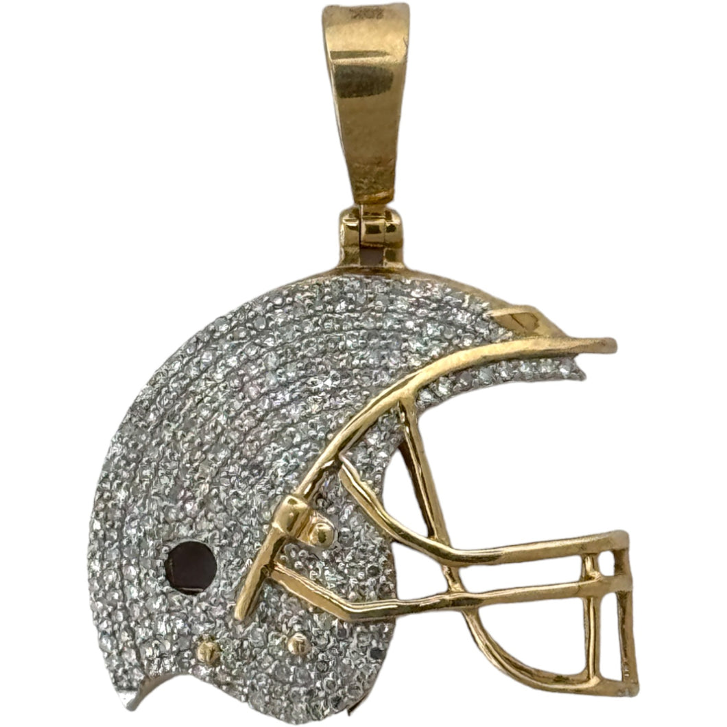 10KT Gold Men's Batting Helmet Pendant with Genuine SI Diamonds