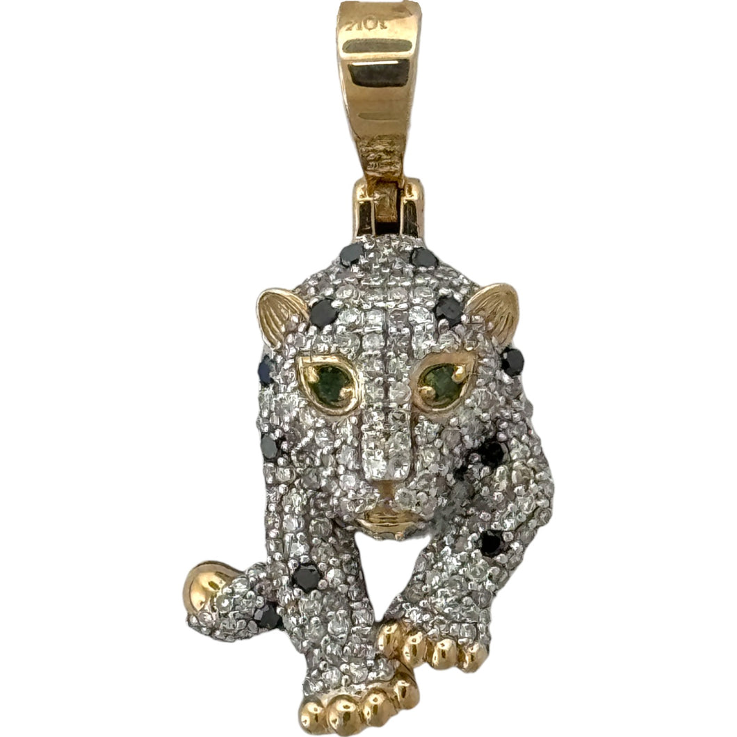 10KT Gold Men's Panther Pendant with Genuine SI Diamonds