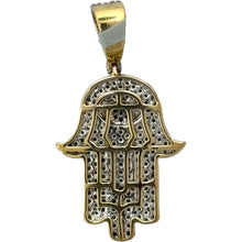 Load image into Gallery viewer, 10KT Gold Hamsa Hand Pendant with Genuine SI Diamonds
