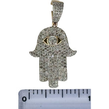 Load image into Gallery viewer, 10KT Gold Hamsa Hand Pendant with Genuine SI Diamonds
