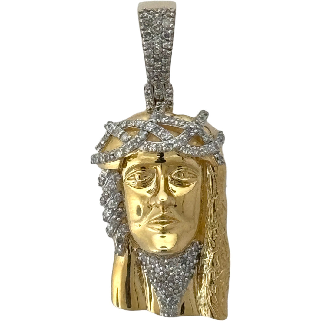 10KT Gold Men's Jesus Pendant with Genuine SI Diamonds