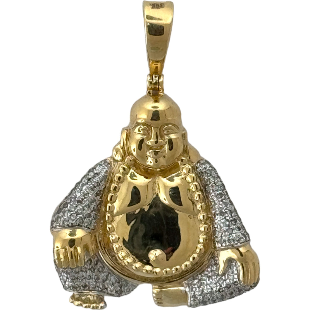 10KT Gold Laughing Buddha Pendant with Genuine SI Diamonds
