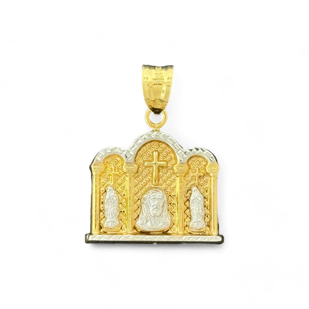 10KT Two Tone Gold Virgin Marry & Jesus Pendant - 2.5 Grm