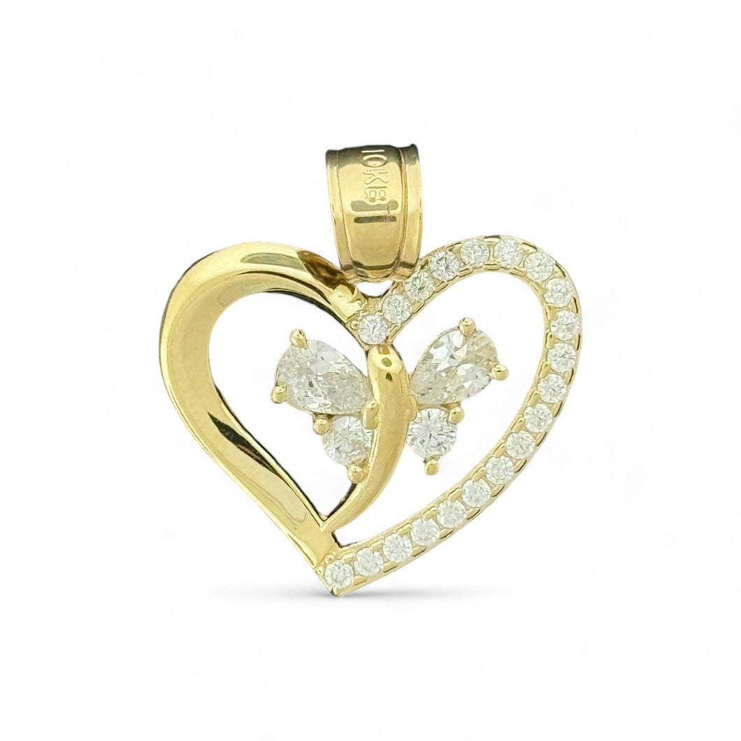 10KT Heart With Butterlfy Gold Pendant - 3.57 Grm