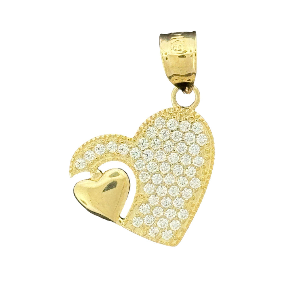 10KT Double Heart Gold Pendant - 2.3 Grm