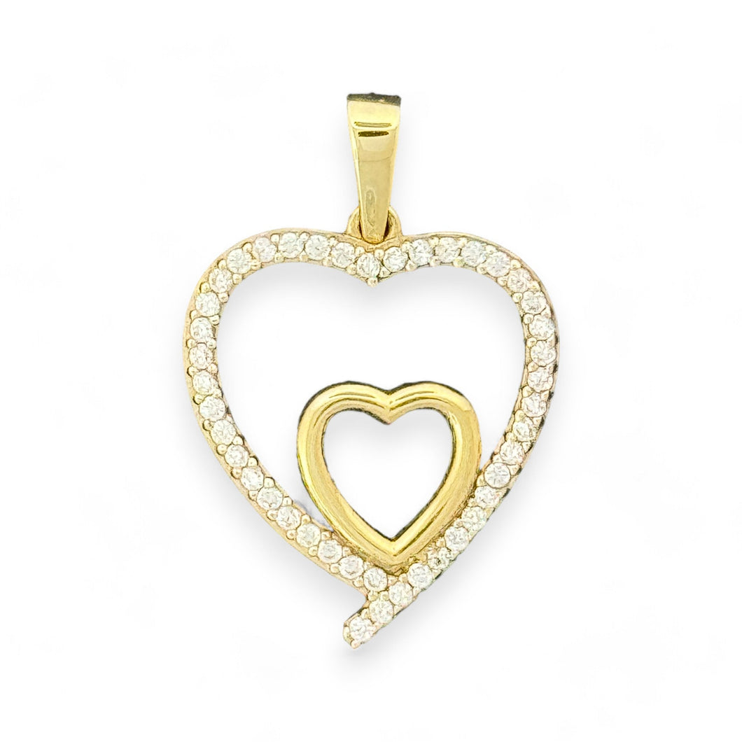 10kt Gold Double Heart Pendant - 1.3 Grm