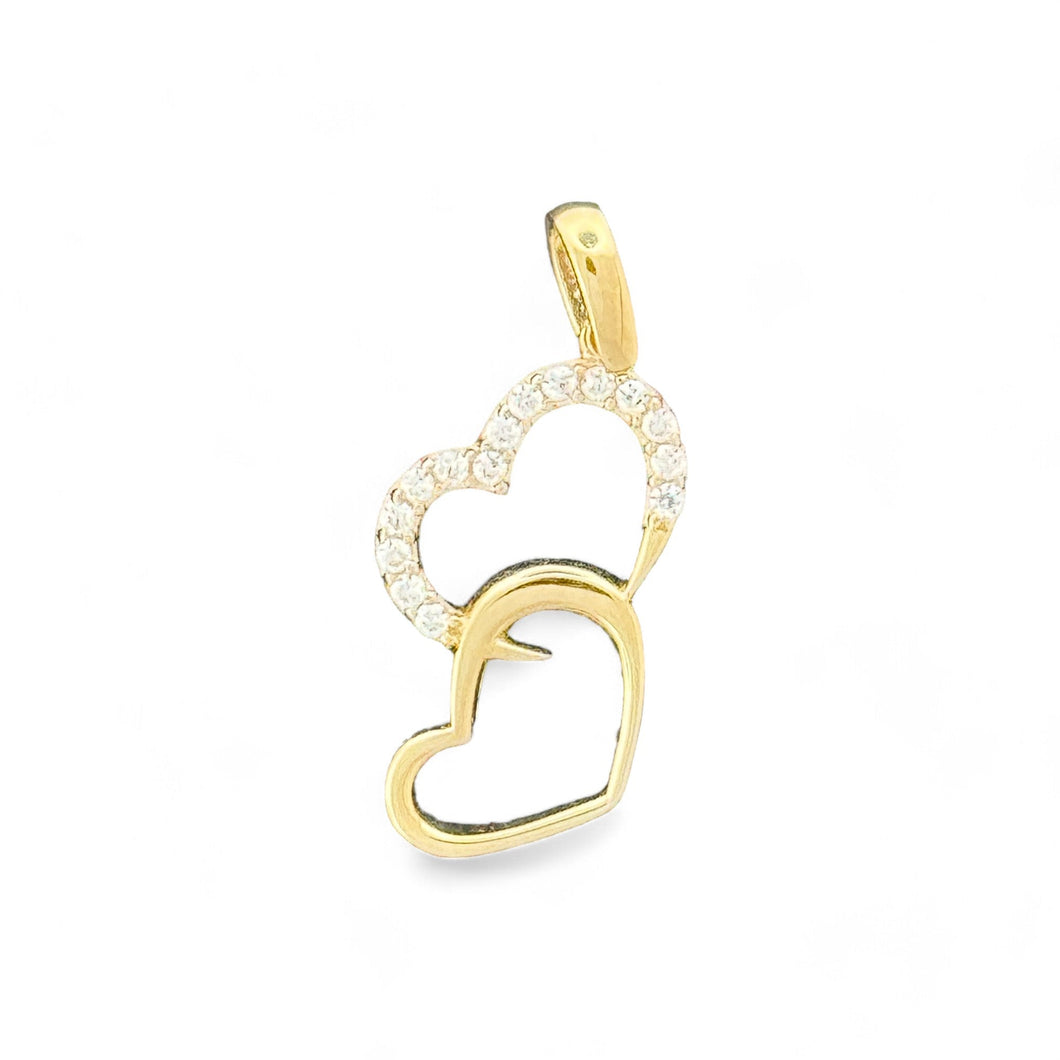 10kt Gold Double Heart Pendant with Open Design - 0.7 Grm