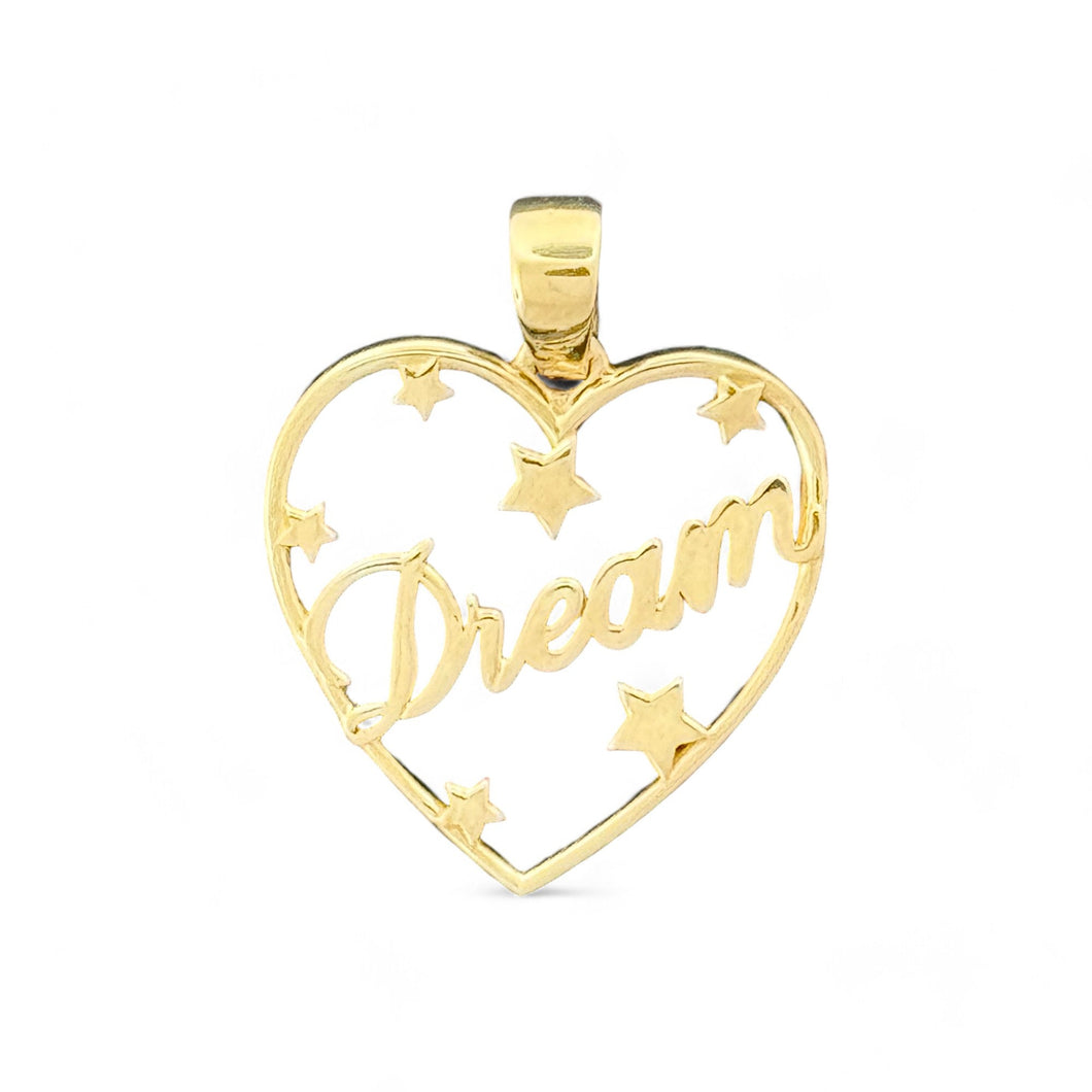 10kt Gold Heart Pendant with 'Dream' Inscription - 0.76 Grm