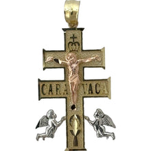 Load image into Gallery viewer, 10KT Caravaca Cross pendant Real Yellow Gold Diamond cut, 1.5 GRM,  1.5 mm Bail
