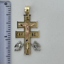 Load image into Gallery viewer, 10KT Caravaca Cross pendant Real Yellow Gold Diamond cut, 1.5 GRM,  1.5 mm Bail
