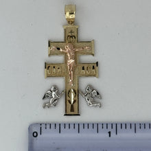 Load image into Gallery viewer, 10KT Caravaca Cross pendant Real Yellow Gold Diamond cut, 1.5 GRM,  1.5 mm Bail
