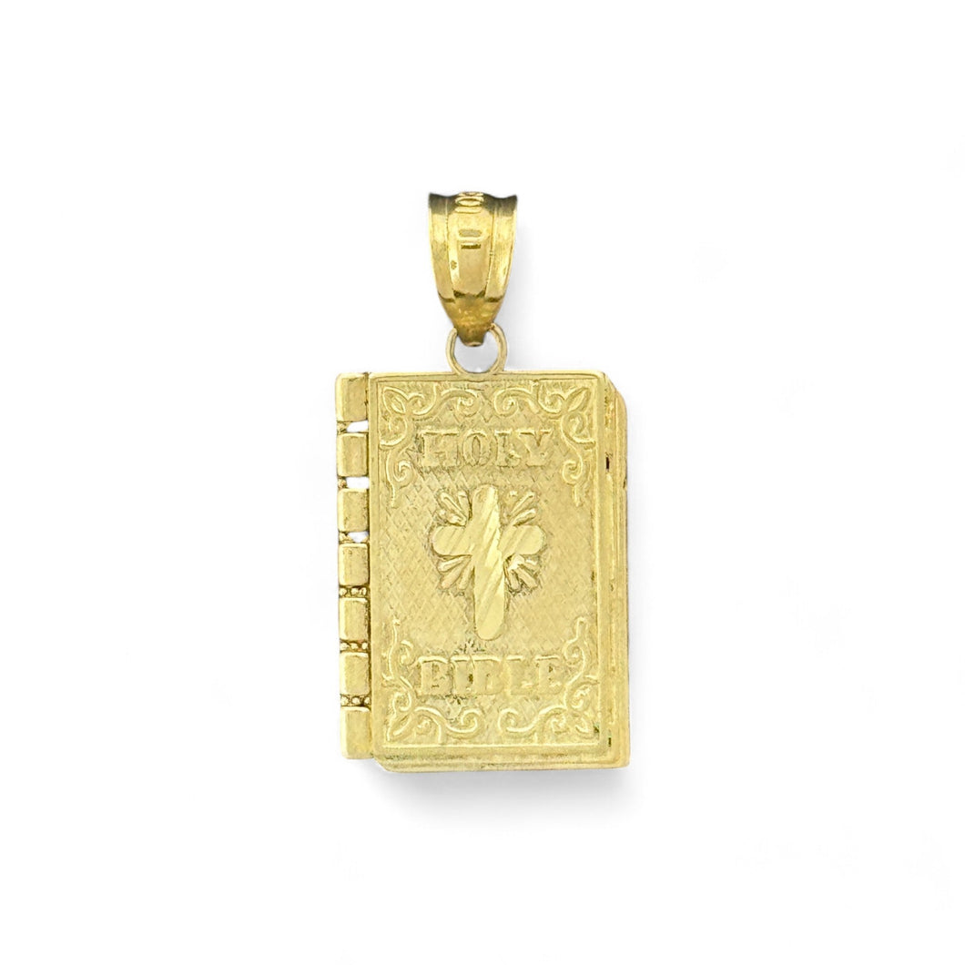 10KT Gold Holy Bible Pendant with Cross - 1.17 Grm