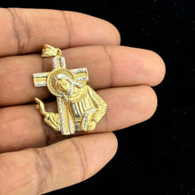 Load image into Gallery viewer, 10KT Two-Tone Gold Jesus with Cross Pendant - 3.13 Grm
